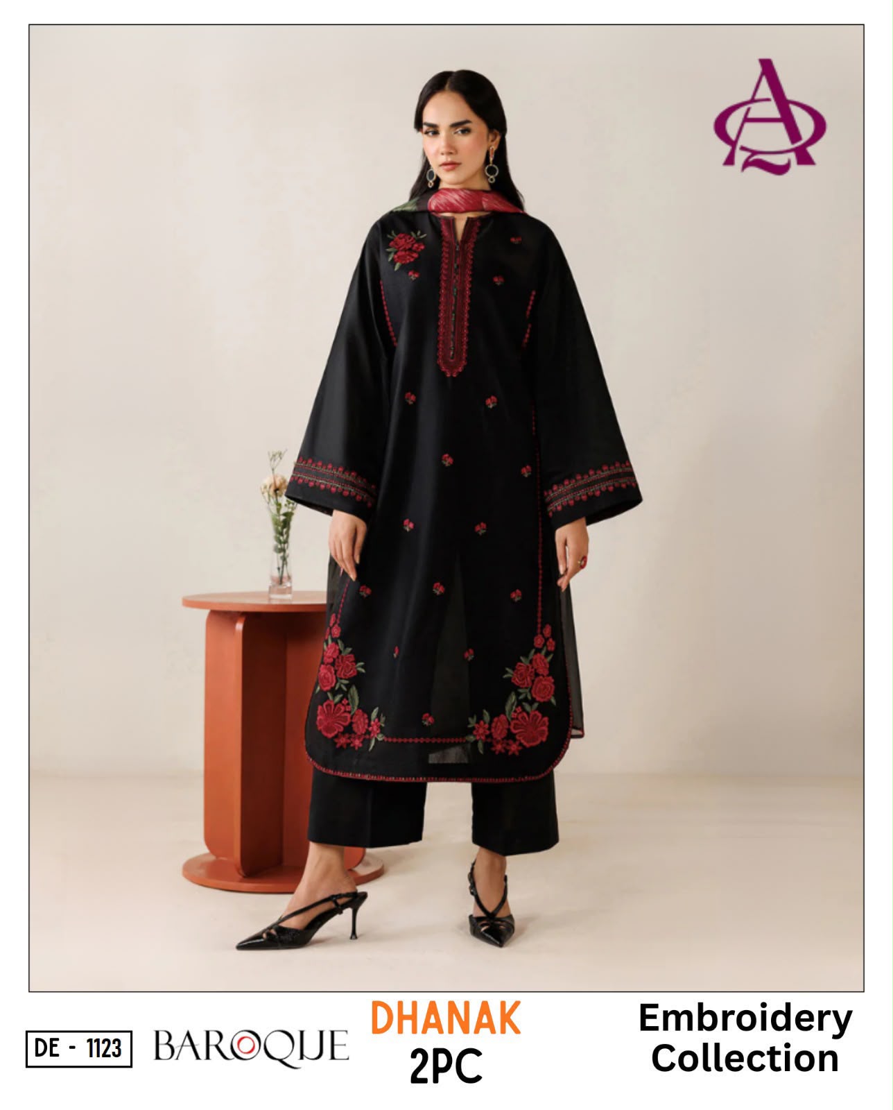 Dhanak embroidered luxury unstitched 2pc suit